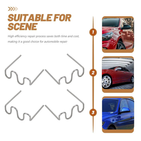 Image showing installation scenarios for 1000Pcs Plastic Welding Staples Hot Staples Repair Kit for auto body parts.