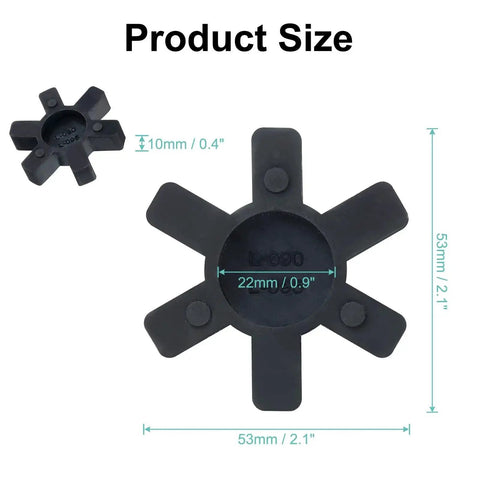 Two Piece L090 L095 Jaw Coupling Inserts For L Jaw Couplers Flexible NBR Rubber Center Inserts Built For Industrial Machinery And Automation Applications 22 Mm Bore 53 Mm Outer Diameter Two Pack By Uxcell, front view showing dimensions
