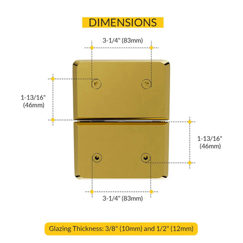 Dimensions of Adjustable Glass To Glass Pivot Hinge For Overhead Transom Frameless Shower Doors Solid Forged Brass