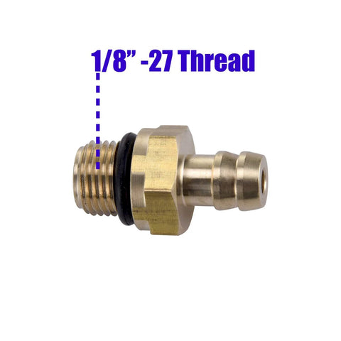 Brass chemical injector fitting with 1/8-27 thread for pressure washers