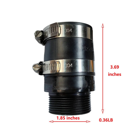 Inline check valve, black plastic body with stainless steel hose clamps (304)