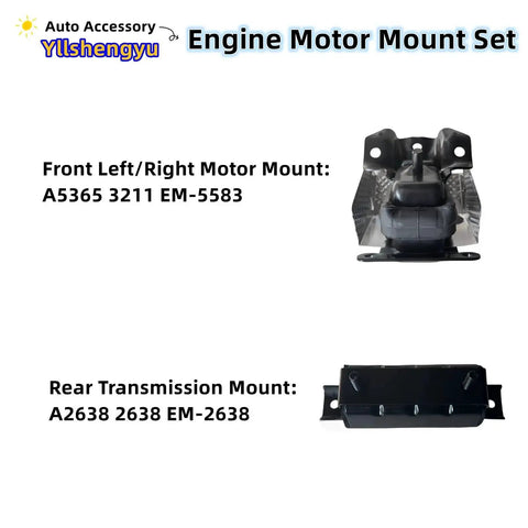 3 Piece Engine Mount Kit For Trucks And SUVs Fits Silverado 1500 Tahoe Suburban 2500 Avalanche Sierra 1500 Yukon Escalade ESV Replaces A5365 A2638 3211 EM5583 EM2638 Beefed Up Engine And Transmission Mounts For AWD And 4WD