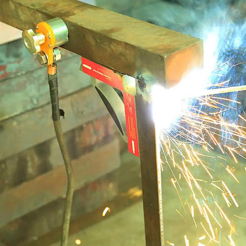 600A Magnetic Welding Ground Clamp Switchable Magnet Welding Holder Grounding Magnetic Connector For Welding Earth Switch Fixed Use With Fast Cooling Design That Keeps Heat Down And Delivers Strong Secure Ground Attachment displayed in use on metal workpiece with visible sparks