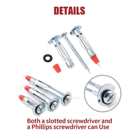 24 Piece Hollow Wall Anchors Kit With 3 Sizes 35mm 46mm 59mm Long Zinc Plated Steel Heavy Duty Molly Bolts for Drywall Mounting
