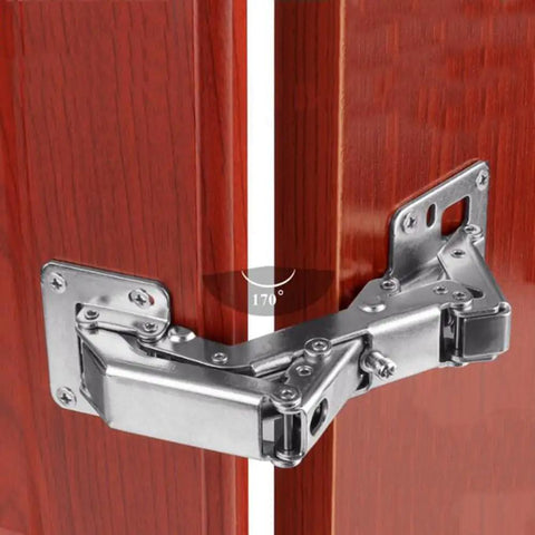 175 Degree Frameless Cabinet Hinges With Soft Close, Hydraulic Adjustable Mount on wooden cabinet door