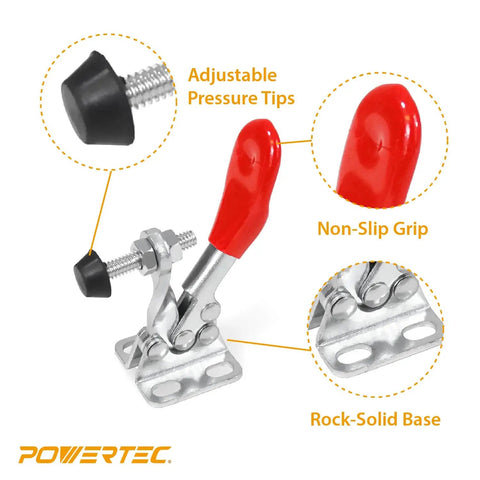 Two Pack Quick Release Toggle Clamp, 60 Lbs Holding Capacity, Horizontal Clamp Type 201A with antislip rubber pressure tip detail