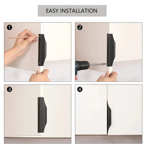 Step-by-step installation of Edge Black Finger Pull For Cabinets And Drawers Concealed Back Mount Aluminum Flat Handles, 5.9 Inch.