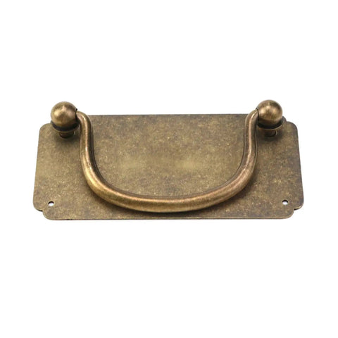Vintage Horizontal Flat Brass Cabinet Handle Pulls Set Of 2 With Screws 3.94 X 1.97 Inches Antique Style Drawer Pull 78mm Installed View