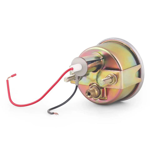 Back view of 2 Inch Mechanical Oil Pressure Gauge Kit For Cars And Trucks 0 To 100 PSI, showing wiring and M8x1 threads.