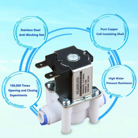 Quarter Inch 12 Volt Inlet Water Solenoid Valve Normally Closed For RO Reverse Osmosis Purification System with quick connect tubing