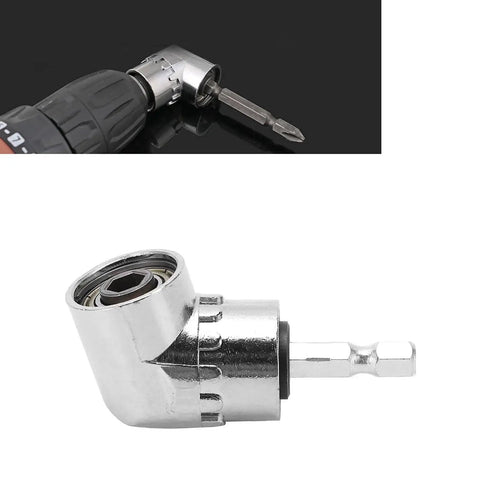 105° right-angle screwdriver bit adapter with hex shank, chrome-plated steel