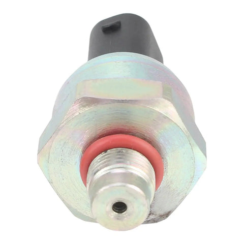 Brake fluid pressure sensor with metal hex flange, red seal, and black plastic connector