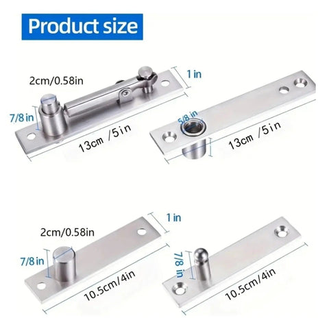 Product sizes of 360 Rotation Heavy Duty Pivot Hinge Set Stainless Steel Hidden Door Hardware For Secret Doors And Bookshelves In Bedroom And Living Room With Invisible Mounting By 2set shown