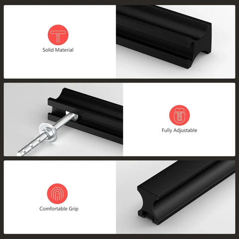 10 Pack Adjustable Black Cabinet Pulls 1 To 4 Inches, durable metal hardware showing solid material, adjustment, and grip.