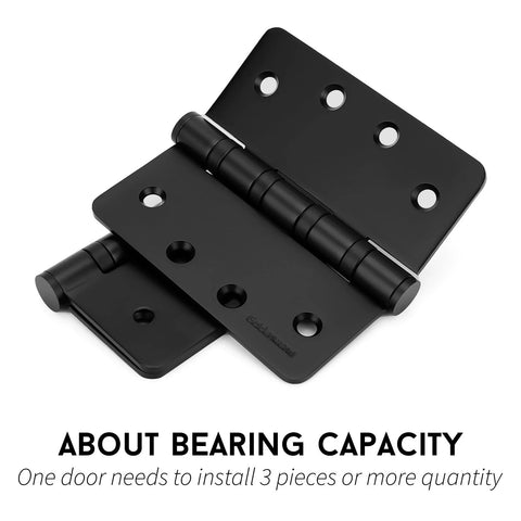 Black ball bearing door hinge, 4-inch, stainless steel, 3-pack for interior and exterior doors