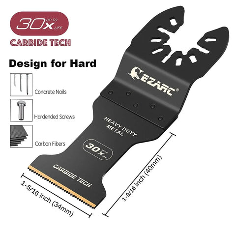 Carbide Oscillating Saw Blades For Multitools With Quick Release, Laser-Welded Carbide Teeth For Ultra Tough Metal Cutting
