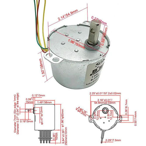 Diagram of Ultra Compact 110V AC Synchronous Gear Motor With 10 RPM Slow Speed Reduction CW CCW Low Noise 50 By 38 Millimeter 6 To 10W For BBQ