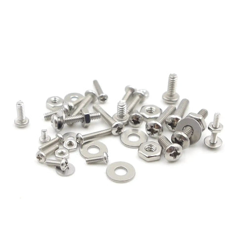 Stainless Steel 304 Phillips Pan Head Screws Set With Hex Nuts And Flat Washers, Coarse Thread, assorted sizes, 600 Pieces kit