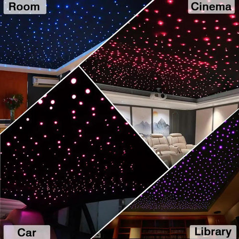 RGBW Fiber Optic Star Ceiling Kit With 550 Strands, 13.1 Feet Long, Starlight Headliner Lights installed in room, car, cinema, library.