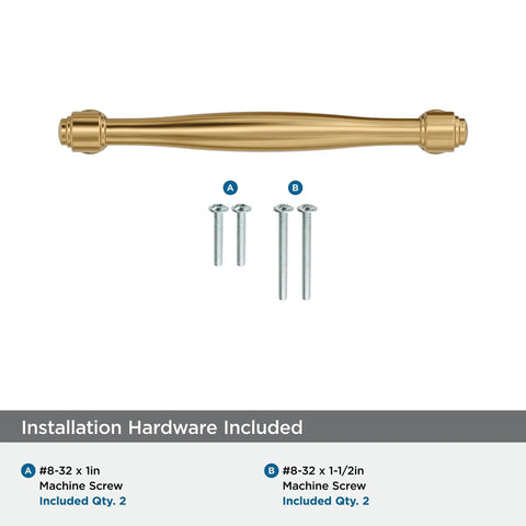Enlivity Champagne Bronze Cabinet Pull 5-1/16 Inch Center To Center with hardware screws displayed