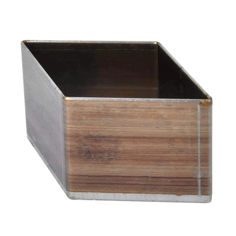 Side view of metallic box for storage and organization