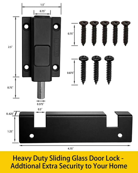 Glass Sliding Door Lock Black Foot Lock For Patio And Sliding Doors Extra Security For Home And Travel Child Safety Lock parts