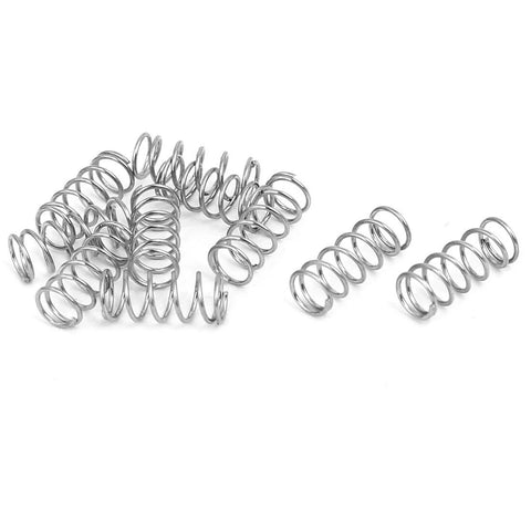 Compression springs, 304 stainless steel, 4mm OD, 0.4mm wire, 10mm free length, silver, 10 pieces