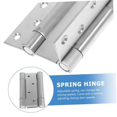 Heavy Duty Spring Loaded Double Swing Door Hinges For Backyard Doors Self Closing Mechanism Built To Last With High Load Capacity And Smooth Operation 1 Pair Durable Stainless Steel By Holibanna