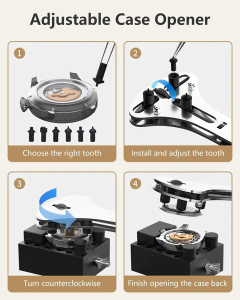 Complete Watch Repair Kit With Link Removal Tool And Case Opener For Battery Replacement And Strap Adjustment instructions