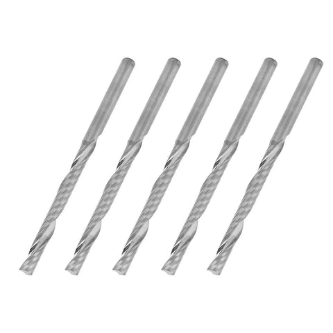 Rugged Five Piece CNC End Mills Set Single Flute Spiral Milling Cutters Tungsten Steel For Wood Carving And Precision Machining 3.175x3.175x32x55mm