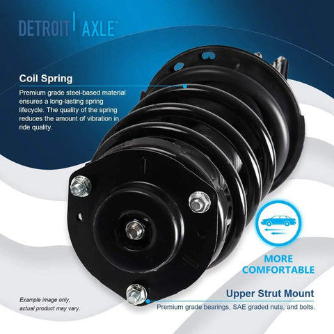 Close-up of front strut with coil spring from Front Steering Knuckles Kit With Wheel Hub Bearings And Front Struts With Coil Springs For Toyota Camry 2007 2008 2009 2.4L Replacement Ready To Install