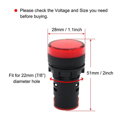 LED Indicator Light ACDC 24V 20mA Flush Panel Mount Multi Color Red Green Blue Yellow White 10 Pcs Fits 22mm Hole With Screw Ring