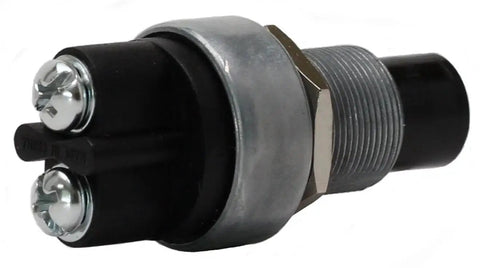 Heavy Duty Push Button Start Switch With Neoprene Cap Momentary Action 60 Amps At 12 Volts Five Eighths Inch Mount Hole Flush Terminal Screws