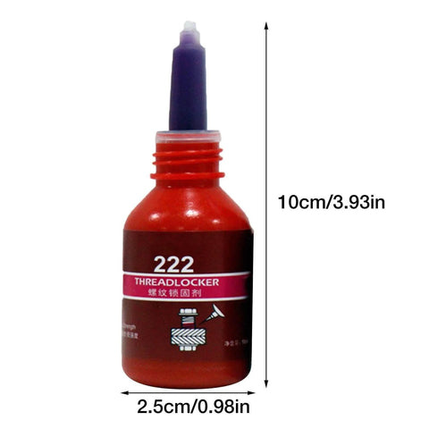 Purple Threadlocker High Strength Oil Resistant Anaerobic Adhesive bottle dimensions marked