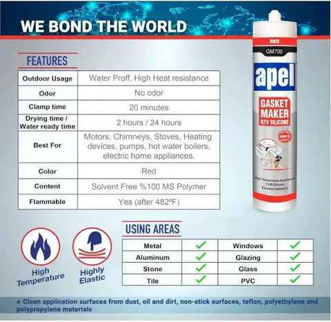 High Temp RTV Silicone Gasket Maker And Sealant For Automotive And Machinery, Heat Resistant From 104F To 572F, Red, 10.2 Oz, 2 Pack