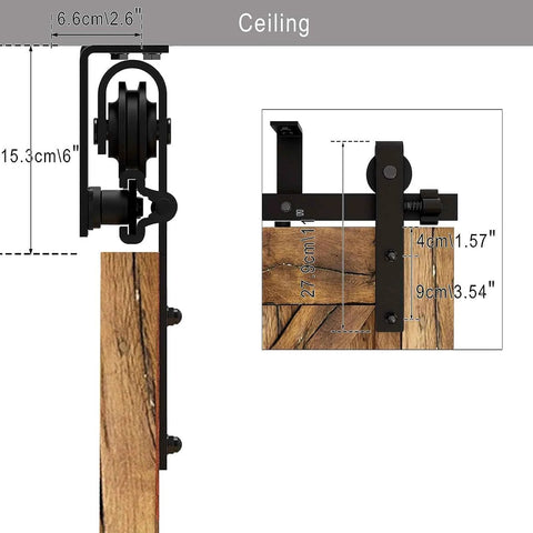 Ceiling Mount Sliding Barn Door Hardware Kit For 24 Inch Wide Wood Door With Low Ceiling Design 4 Foot Track System L Shape Brackets Heavy Duty Hanger