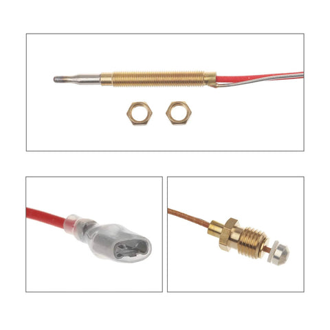 Timsec outdoor patio heater thermocouple sensor with two M8x1 end nuts, M6x0.75 head thread, 16.2in wire, 0.25in terminal