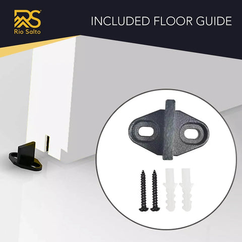 Included floor guide for Gold Brushed Brass Barn Door Hardware Kit For 5 Feet Sliding Track Slick Aluminum System