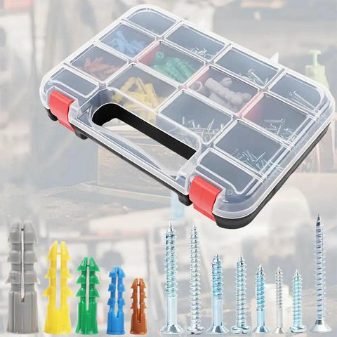 Drywall Anchors And Screws Assortment Kit, 370 Piece Set With Plastic Organizer Case, 5 Sizes Wall Anchors And Flat Head Screws