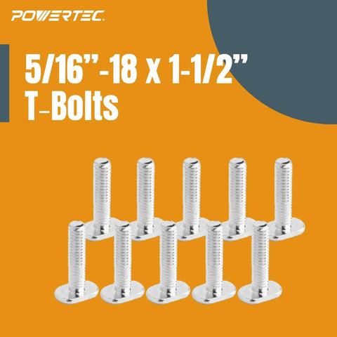 Front view of Seven Star Pro Grade T Track Knob Kit With 5/16-18 Bolts And Washers, 10 Pack, showing ten T-bolts on orange background.