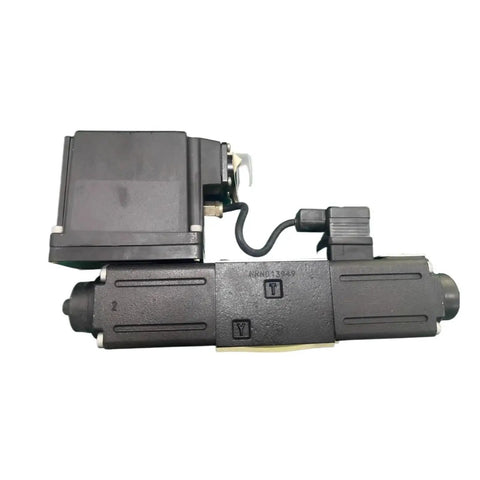 Electric proportional valve unit with solenoid; black housing, side view