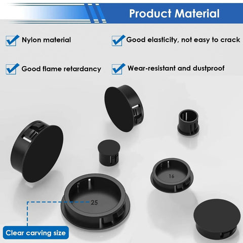 Eight Size Nylon Hole Plugs Set With 135 Pieces In Plastic Box for Round Holes Material Information
