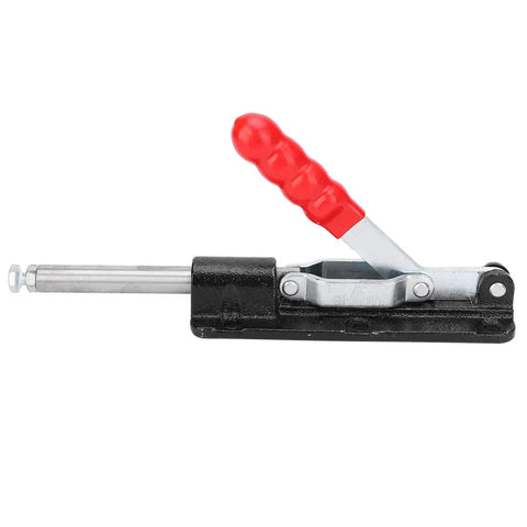 Beefy Quick Release Toggle Clamp With 1278 Lbs Holding Power, Push Pull Hand Tool for woodworking, side view, red handle