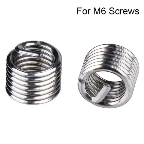 Pro Grade M6 X 1mm Helicoil Thread Repair Kit With 25 Stainless Steel Inserts in close-up view for M6 screws