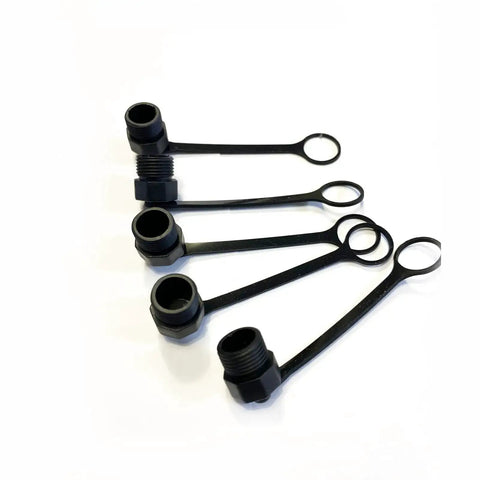 Five Piece M12 Connector Dust Covers For Female Sockets Protective Caps Black Plastic Bolt Caps And Screw Caps Kit