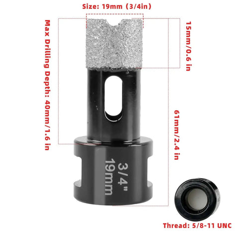 Pro Grade Diamond Core Drill Bits 3/4 Inch Vacuum Brazed Hole Saw for Tile Porcelain Ceramic Marble Stone Glass Granite