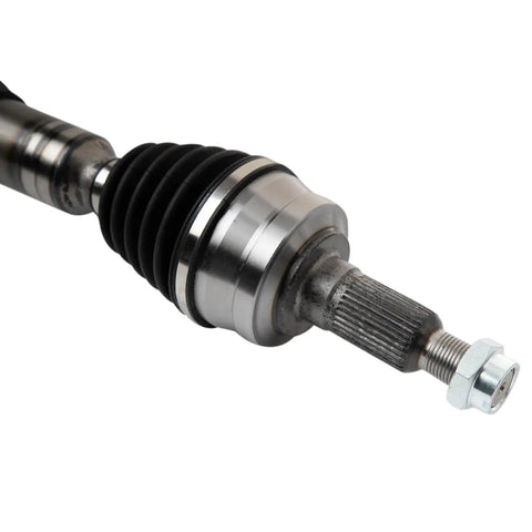 Close-up of a CV axle component from the 4 Piece Front Cv Axle And Front Wheel Bearing Hub Assemblies Kit For 2015 To 2022 Chevrolet Colorado And 2015 To 2022 GMC Canyon 4x4 Compatible Direct Fit With Diy Video Guides.
