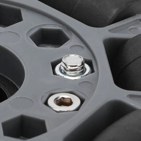 Close-up of durable 100mm Nylon Rubber Omni Wheel for robot race vehicles with double row design and 360-degree movement component.