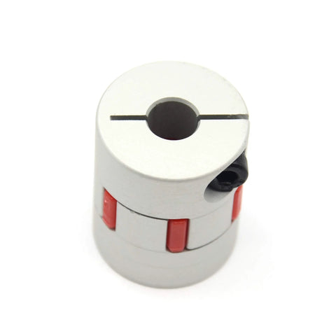Aluminum shaft coupling 5mm to 8mm, gray with red clamps, 25mm diameter, 30mm length for 3D printer CNC servo motors