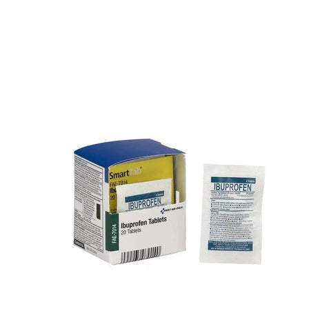 Smart Compliance Ibuprofen Packets Refill for First Aid Kits by First Aid Only, box and single packet shown